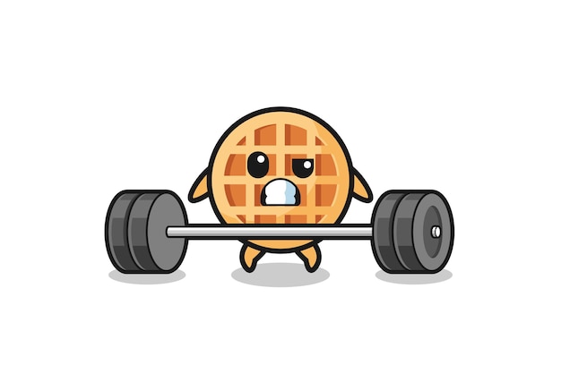 dibujos animados de waffle levantando una barra