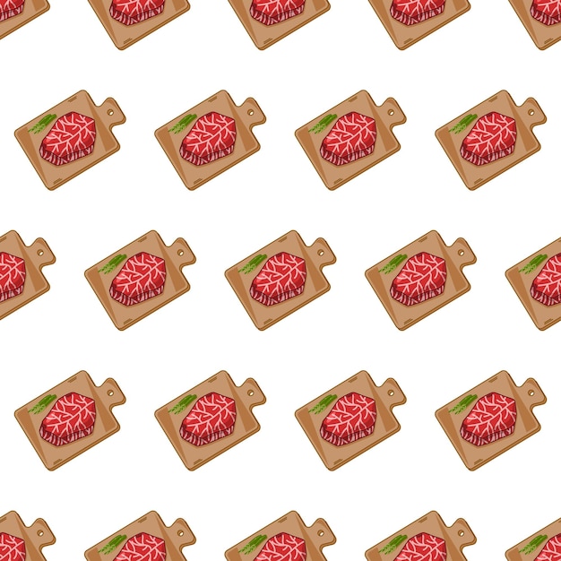 Dibujos animados wagyu carne comida japonesa de patrones sin fisuras en colores de fondo