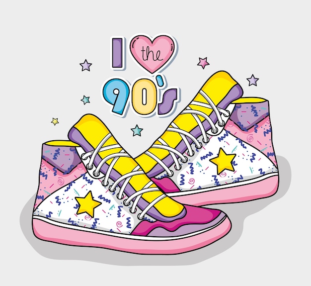 Dibujos animados de zapatos de moda pop art