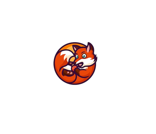 dibujos animados de zorro circular con logotipo de cítricos