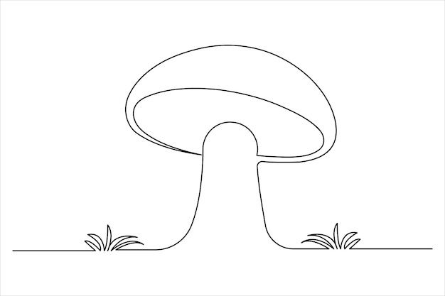 Dibujos de arte de una línea de setas minimalistas Ilustración vectorial de contorno continuo aislado de hongos