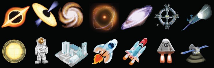 Vector dibujos de astronomía el universo y los viajes espaciales spaceship2d illustration