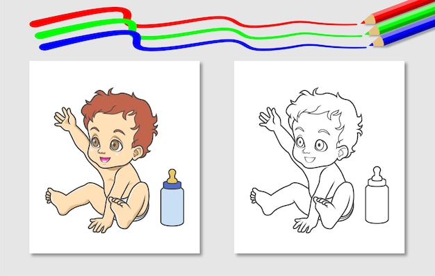 Vector dibujos de bebes para colorear