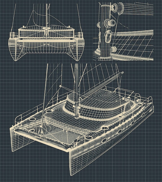 Dibujos de un catamarán moderno