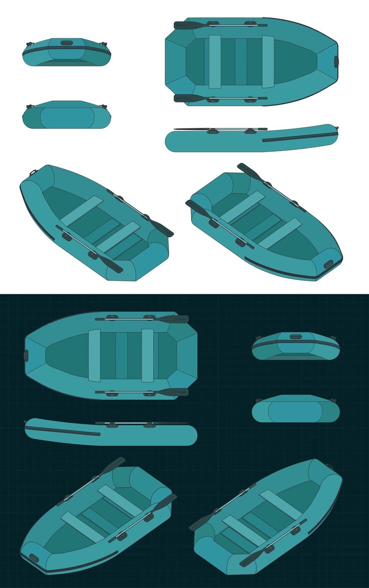 Vector dibujos en color de barcos de goma