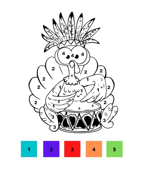 Vector dibujos para colorear de acción de gracias para colorear por números