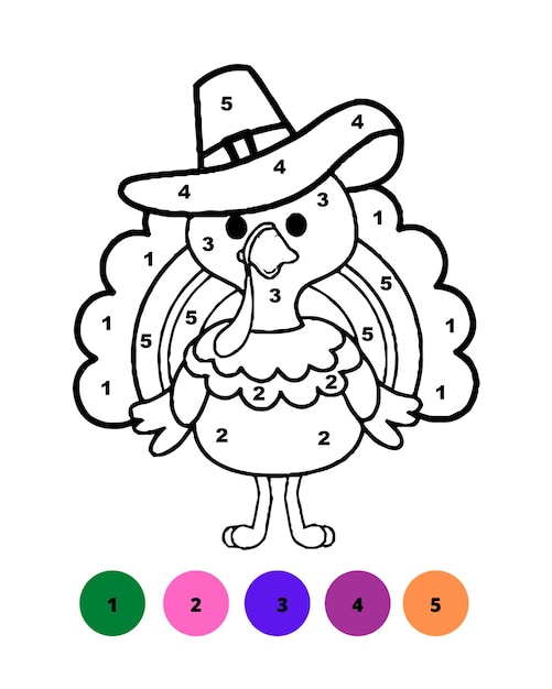 Vector dibujos para colorear de acción de gracias para colorear por números