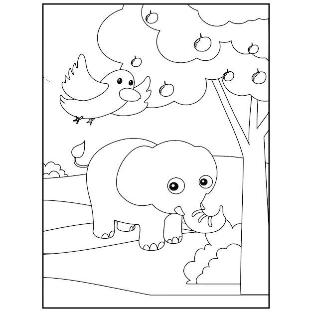 Dibujos para colorear de animales del bosque imprimibles para niños vector premium