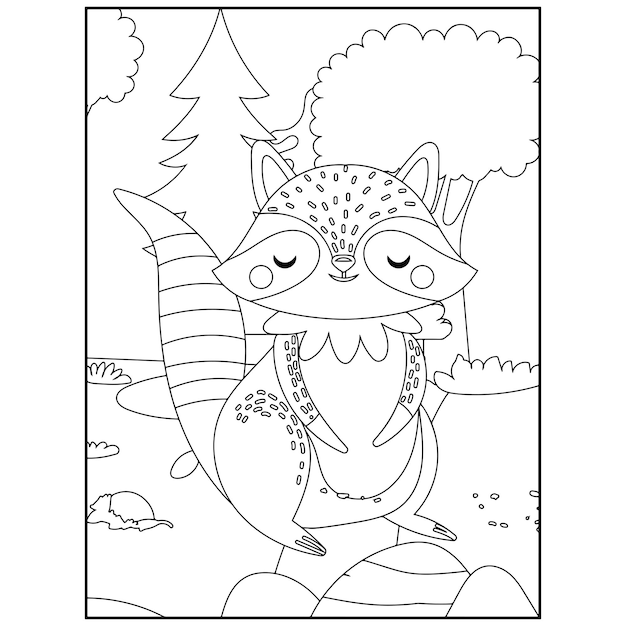 Dibujos para colorear de animales del bosque imprimibles para niños Vector Premium