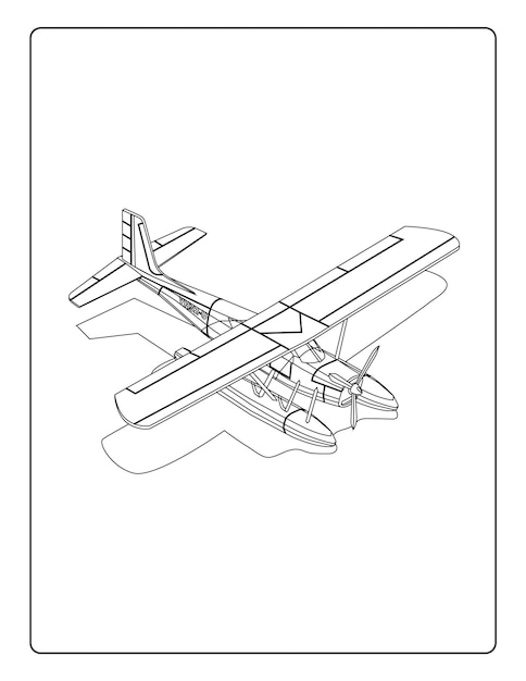 Dibujos para colorear de aviones para niños con hojas de actividades en blanco y negro de lindos aviones