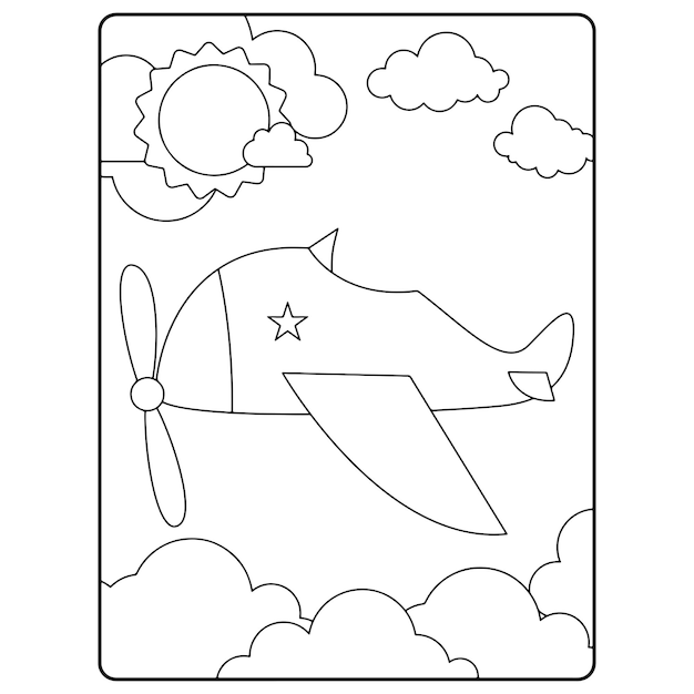 Dibujos para colorear de aviones para niños Vector Premium