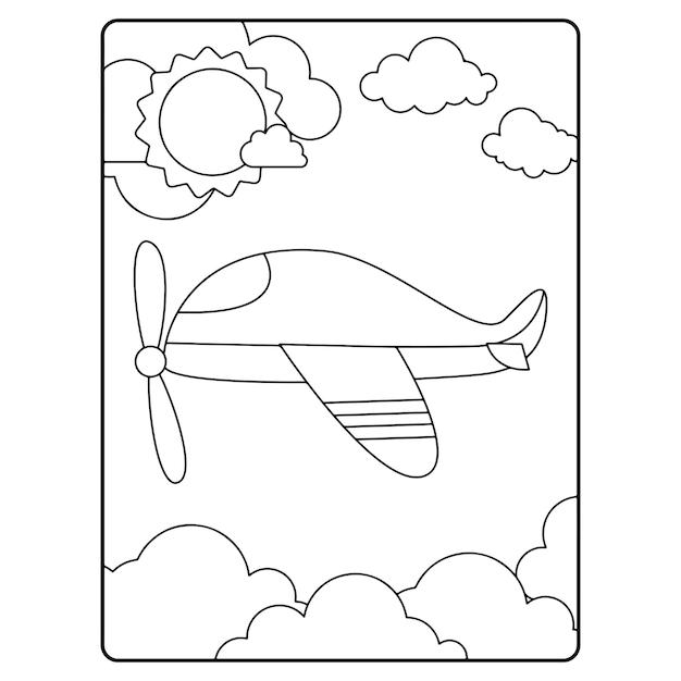 Dibujos para colorear de aviones para niños Vector Premium