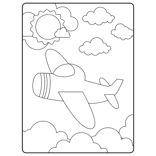 Dibujos para colorear de aviones para niños Vector Premium