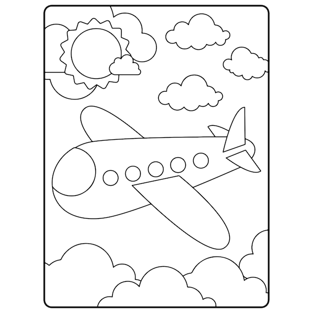 Vector dibujos para colorear de aviones para niños vector premium