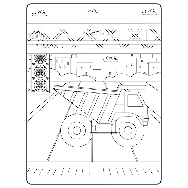 Dibujos para colorear de camiones para niños vector premium