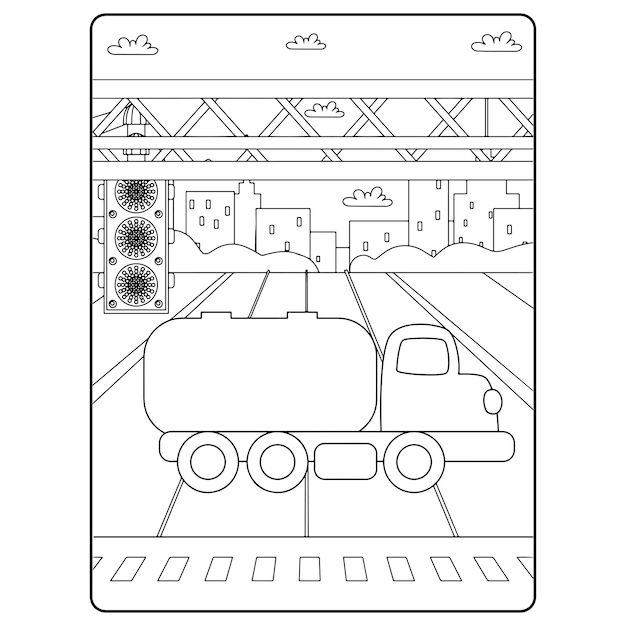 Dibujos para colorear de camiones para niños vector premium