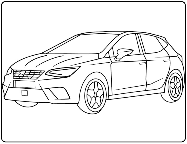 Dibujos para colorear de coches realistas para niños y adultos vehículos de dibujo a mano en blanco y negro