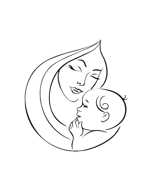 Dibujos para colorear del día de la madre para niños | Vector Premium