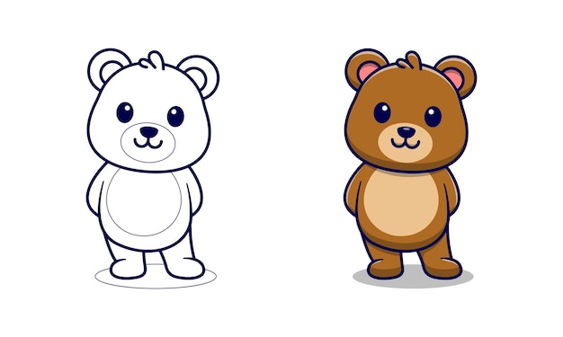 Dibujos para colorear de dibujos animados lindo oso para niños