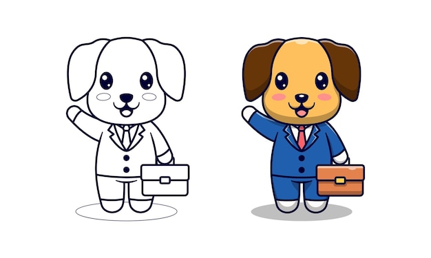 Dibujos para colorear de dibujos animados lindo perro empresario para niños