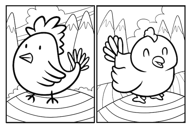 Dibujos para colorear de dibujos animados de pollo lindo