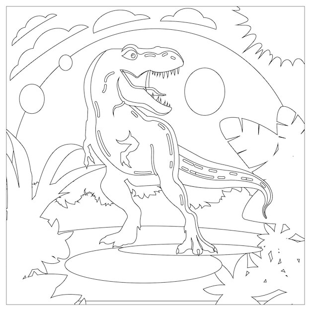 Vector dibujos para colorear de dinosaurios para niños imprimibles vector premium