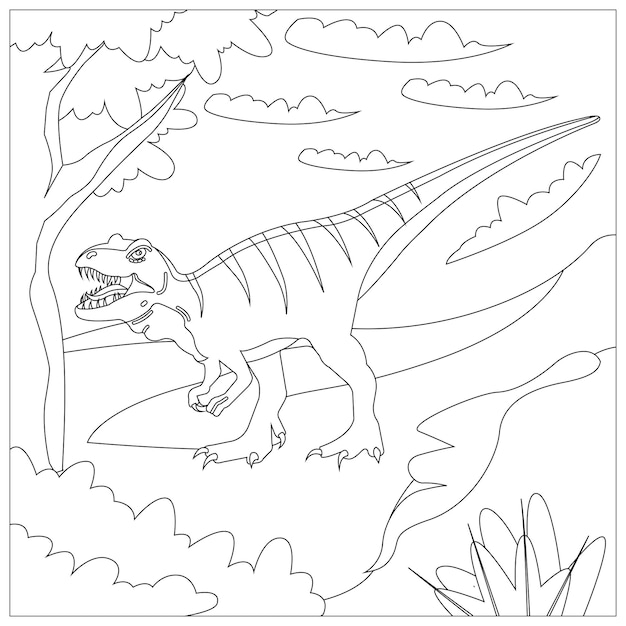 Dibujos para colorear de dinosaurios para niños imprimibles Vector Premium