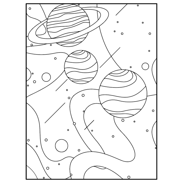 Dibujos para colorear del espacio para niños Vector Premium