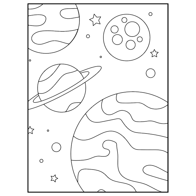 Dibujos para colorear del espacio para niños Vector Premium