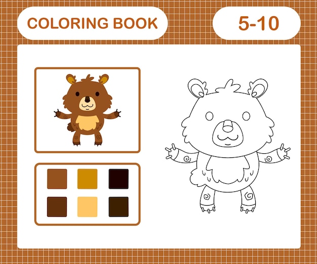 Dibujos para colorear del lindo juego educativo de osos para niños de 5 y 10 años