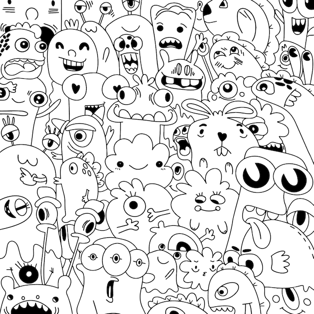 Dibujos para colorear monstruosDoodle con monstruos Grafiti de monstruos divertidos