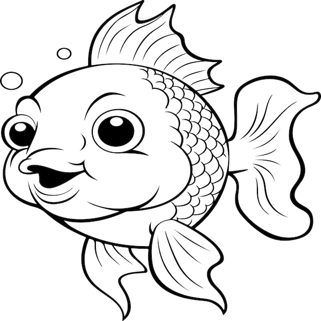 Vector dibujos para colorear para niños de peces