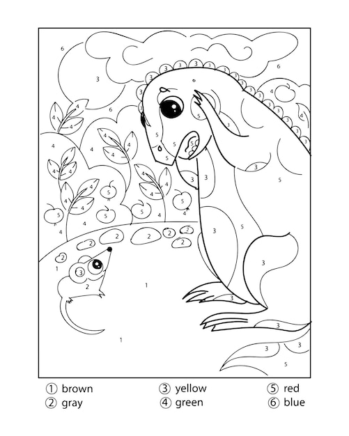 Dibujos de Colorear por números la actividad de los dinosaurios para colorear
