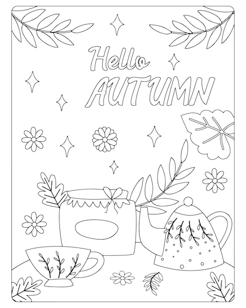 Dibujos para colorear de otoño para niños vector premium