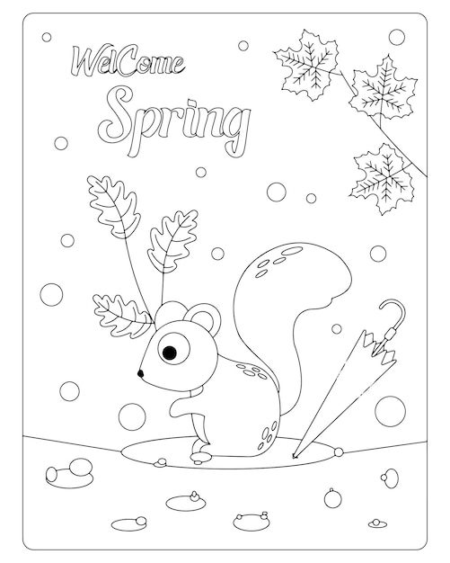 Dibujos para colorear de otoño para niños vector premium