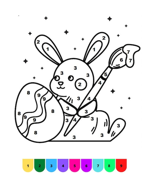 Dibujos para colorear de Pascua Colorear por números Páginas de Pascua para niños