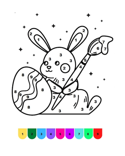 Vector dibujos para colorear de pascua colorear por números páginas de pascua para niños