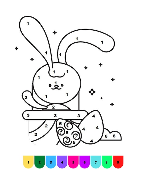 Vector dibujos para colorear de pascua colorear por números páginas de pascua para niños