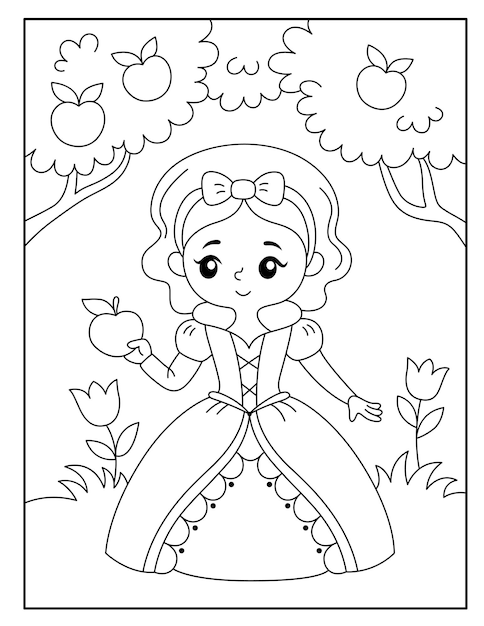 Vector dibujos para colorear de princesas para niños