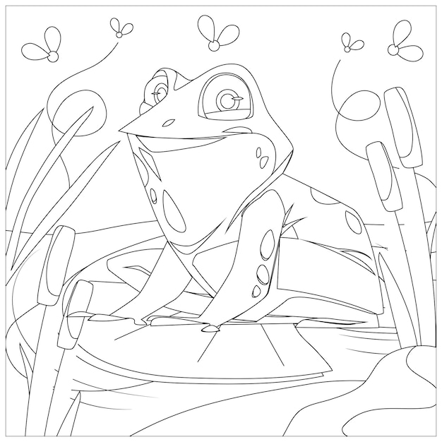 Dibujos para colorear de ranas para niños imprimibles vector premium