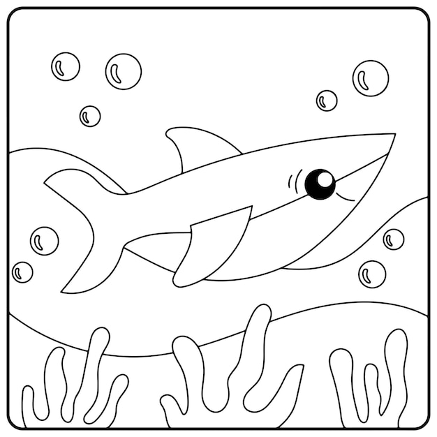 Vector dibujos para colorear de tiburones para niños vector premium