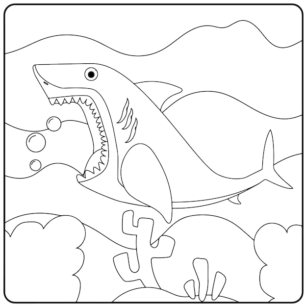 Dibujos para colorear de tiburones para niños Vector Premium