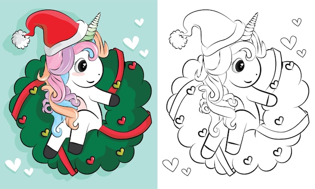 Dibujos para colorear de unicornios navidad. ilustración de unicornio dibujado a mano de dibujos animados. diseño de libro para colorear. | Vector Premium Dibujos para colorear de unicornios navidad. ilustración de unicornio dibujado a mano de dibujos animados. diseño de libro para colorear. | Vector Premium