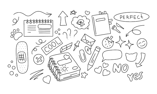 Los dibujos comerciales son iconos dibujados a mano Ilustración vectorial