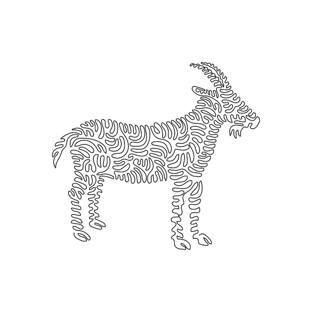 Los dibujos continuos de líneas curvas de cabras se crían en granjas para logotipo, decoración de paredes, afiche de retrato