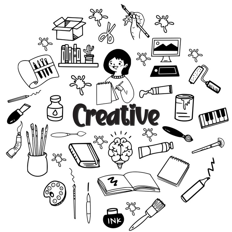 Vector dibujos creativos de los elementos de kawaii con ilustraciones vectoriales de clipart