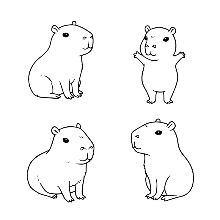 Vector los dibujos de dibujos animados de capybara
