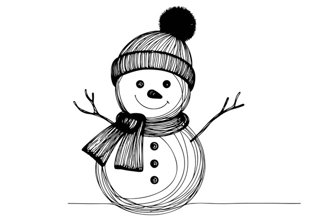 Dibujos divertidos del hombre de nieve dibujo de invierno en formato vectorial