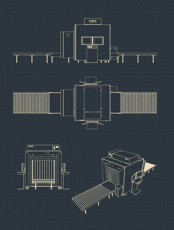 Vector dibujos del escáner de equipaje de rayos x