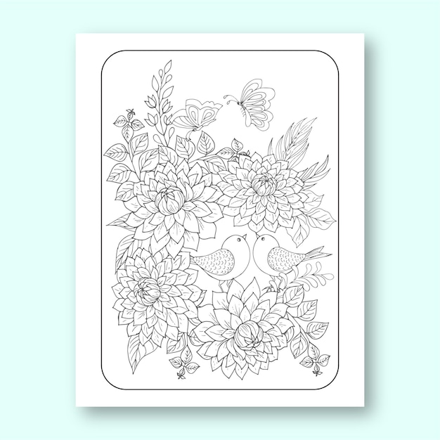 Vector dibujos florales para colorear para adultos y niños